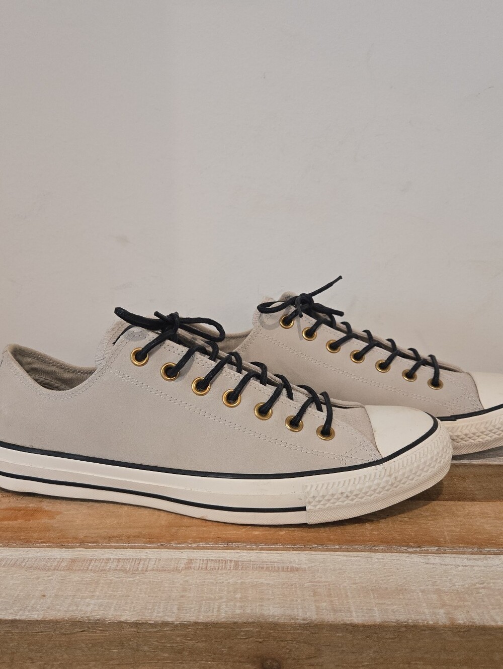 Converse CHUCK TAYLOR ALL STAR Crafted Sesame Suede Low Top Men 11.5 Egret Black